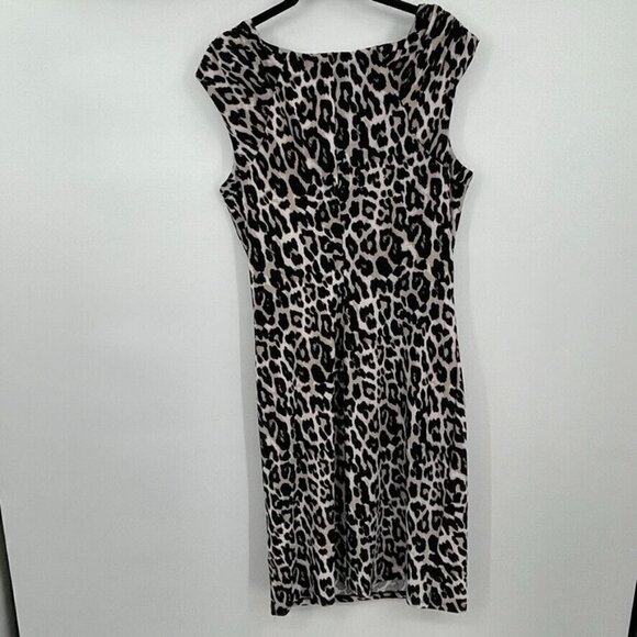Catherine Malandrino Womens Dress 10 Sheath Sleeveless Animal Print Black White - Picture 2 of 12